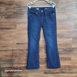 GAP Jeans 28 S Long & Lean Flare Mid Rise Dark Wash Stretch Denim Western